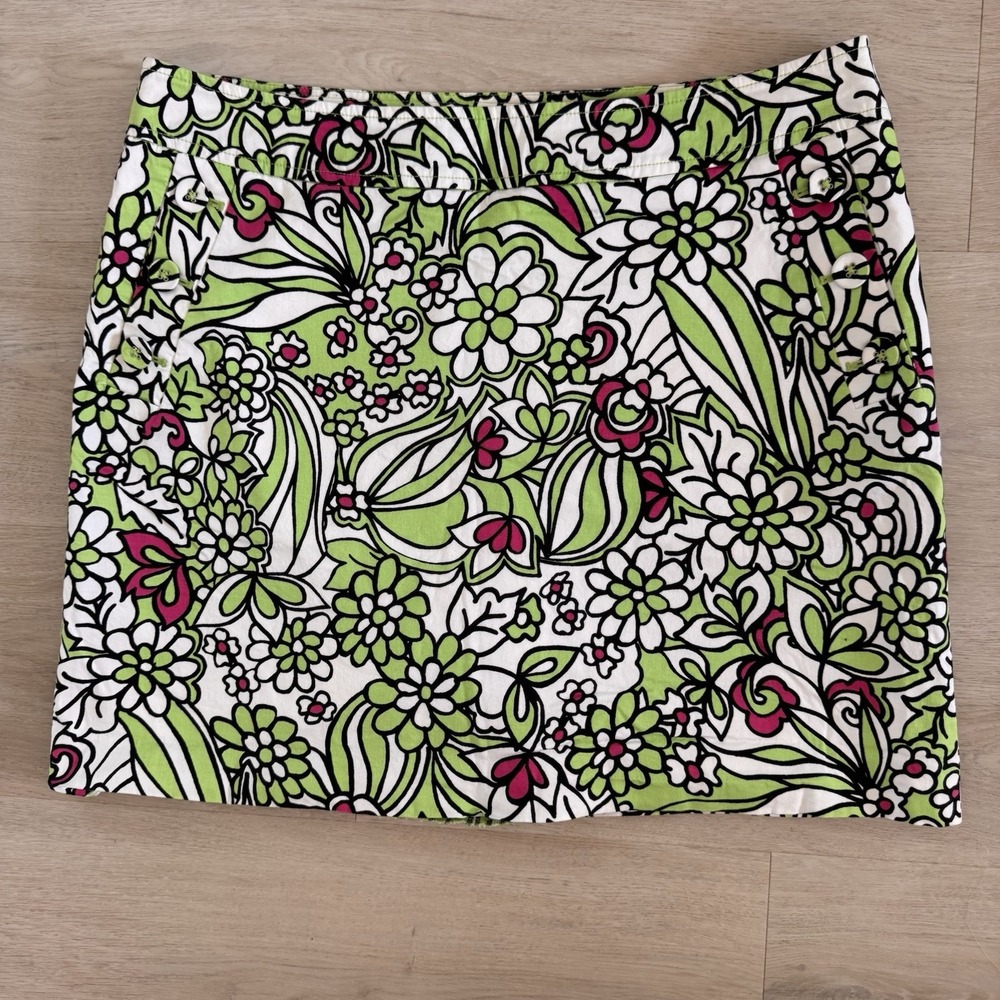Liz Golf Floral Skort Size 14 Green Pink Preppy Golf Skirt Women's